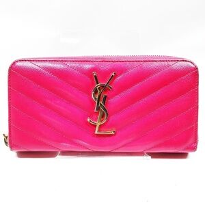 Saint Laurent Long Wallet Pink Leather